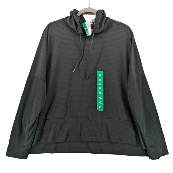 Mondetta Ribbed Ottoman Hoodie Black XL Lightweight Performance Boxy Sweatshirt - Picture 1 of 10